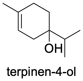 Chemical structure for terpinen-4-ol.