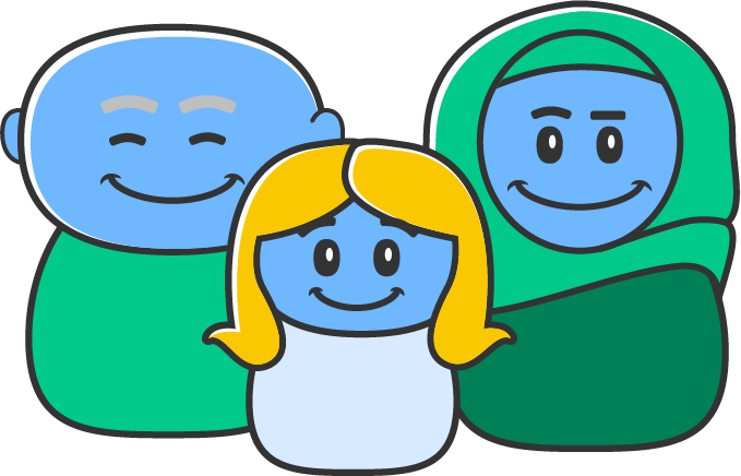 Three people representing a diverse audience