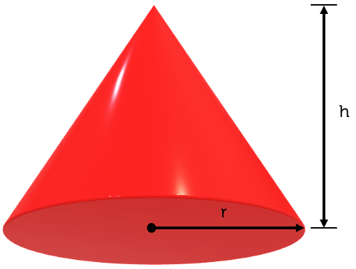 A cone of radius r and height h