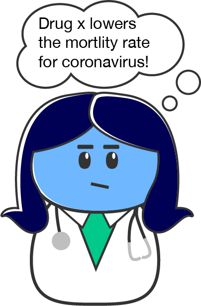 Doctor thinking 'Drug X lowers the mortality rate for coronavirus'