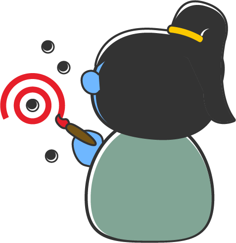 A person painting a target around a bullet-hole.