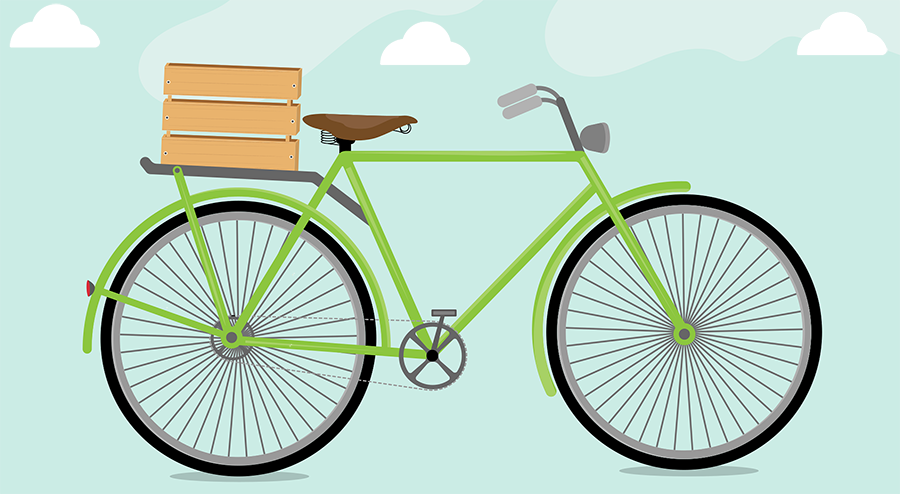 A green bicycle.