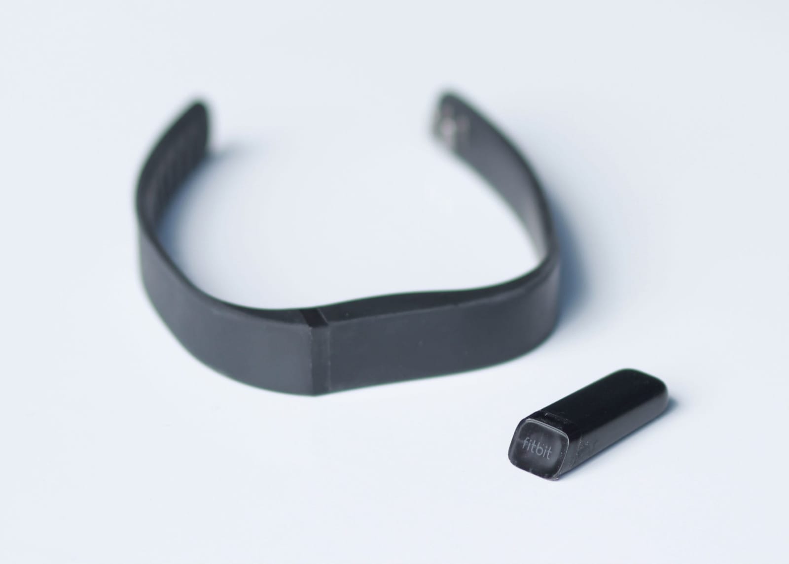 A Fitbit heart rate monitor.