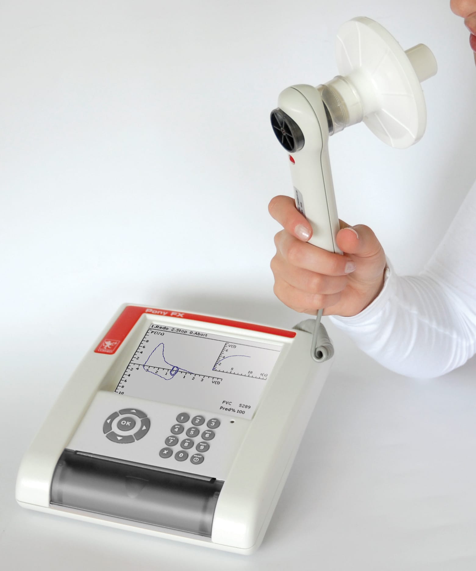 A spirometer used to measure lung capacity.